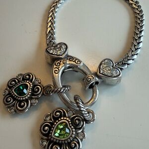 Brighton Silver Heart Bracelet with 2 charms